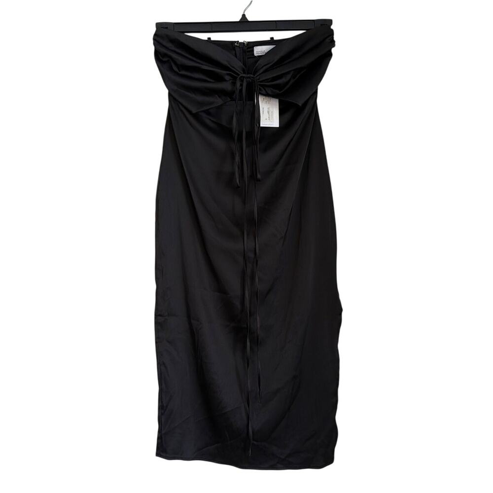 NWT WeWoreWhat Danielle Bernstein Esha Halter Dress, Black Charmeuse Satin, XS